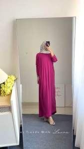 Ria Inara Dress Batwing Kancing Bahan Knit - Gamis Jumbo Murah