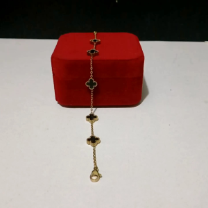 Gelang Rantai Titanium Motif Lima Mata Hitam Bolak Balik Fashion Elegan Wanita (Anti Luntur/anti Karat)