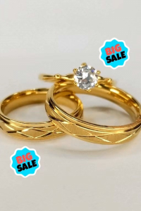Wedding Ring Set Free Engrave Name - 4U&I Couple Ring Set #08 - Eternal Love and Commitment Symbol