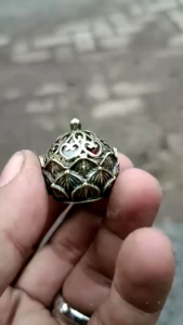 Cepuk Mini Perunggu Motif Bunga Teratai