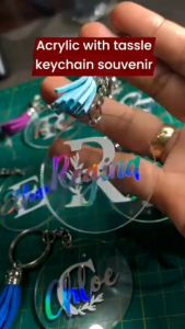 ACRYLIC KEYCHAIN WITH TASSLE SOUVENIRS
