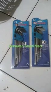 Fujiyama Kunci L set isi 9pcs extra panjang Metrik segi enam dan Bintang Lubang Japan Quality