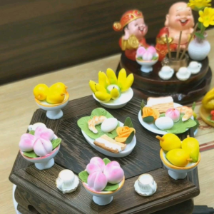 Đĩa bưởi đất sét Nhật cao cấp thờ cúng thần tài thổ địa mini