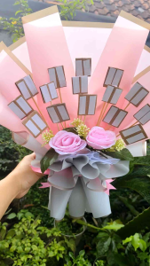 Ready Buket Snack/Kopi/Foto/Coklat Praktis Tinggal Isi/ Buket Kombinasi Warna Premium Bunga Kertas Kado