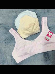 ชุดชั้นในนักเรียนผ้าฝ้ายกระดูมหลังแบบบาง คุณภาพดี ยืดหยุ่นสูง ชิ้นละ 5 ตัว คละสี L XL