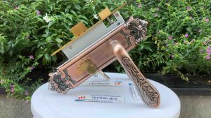 [chính hãng]58K-730 AC - Khoá tay cửa PHÒNG dài 220 mm màu nâu hoa vân cổ điển cao cấp Pasini - Bảo hành 1 nằm