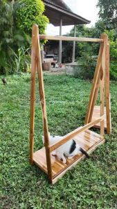 ราวแขวนผ้าไม้สัก ราวแขวนเสื้อ