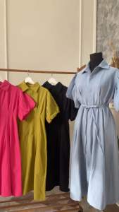 CJ FASHION - DRESS PREMIUM 2289 JOYRINE PUFFY SLEEVES MIDI DRESS