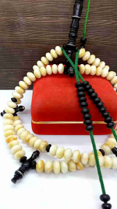 Tasbih Tijani Batu Marjan Putih Kombinasi Yuser Black