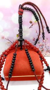 Tasbih Tijani Batu Marjan Merah Kombinasi Yuser Black