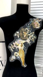 lace bordir burung bunga mekar full payet