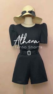 ATHENA Terno High Waist Belt Shorts Puffsleeves Top Trendy Coords Women KoreanBKKOutfit RIA Clothing