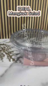 [ISI 25 PCS] IDEAL Mika Salad 450ml + Tutup PET / Wadah Salad Plastik / Tempat Salad Kecil Bening / Mangkuk Salad Sekali Pakai Transparan Bening