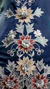 SETELAN BAJU KURUNG BORDIR BUNGA TIMBUL BELAH KERANCANG