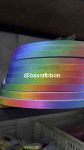 ริบบิ้นกากเพชร รุ้ง ม้วนใหญ่350หลา