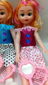 Doll Toys and accessories Blonde hair Colorful with dress mirror and comb Toy 41cm height