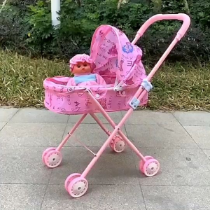 Baby Stroller Toy Realistic with  baby doll reinforced large iron stroller with canopy KIDS GIFT