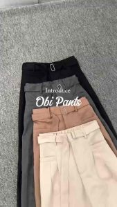 OBI PANTS - Celana Highwaist Trousers Loose Pants - Celana Kulot Wanita Kantor Formal Anti Kusut Casual