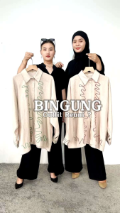 Kemeja Wanita Korean Style List Cenna Linen Cream Oversize Jumbo Bigsize