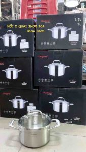 Nồi hai quai Chockmen  16cm- 18cm. Nồi sữa 3 đáy liền khối inox 304.