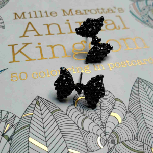 Anting Pita Hitam & Anting Tusuk Kristal Hitam Gaya Korea untuk Wanita