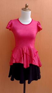 atasan kaos wanita merah salur putih XS S cewek anak perempuan 6 7 8 thn cute santai lengan pendek