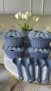 6pcs Wadah Sayur Tutup Set Sendok Basi Prasmanan+Sendok Set Wadah Sayur Mangkok Sayur