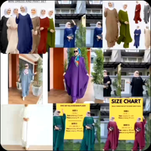 Baju Tiara One Set Blouse dan plazoIron LessSUIT MUSLIMAH Baggy Style  size 1 ( S M L)