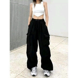 Loose pants cargo perempuan masa kini korean style terbaru