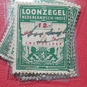 Materai Ned Indie Koleksi kuno Jadul 2 Gulden Loonzegel BEKAS