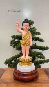 Tượng Phật Thích Ca Đản Sanh 31cm ngang 105cm
