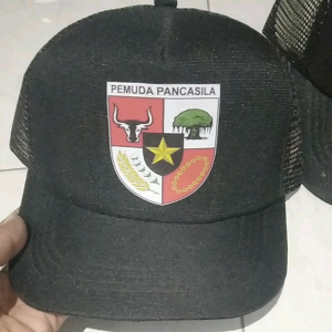 Topi Trucker Desain Ormas Pemuda Pancasila Free Stiker PP