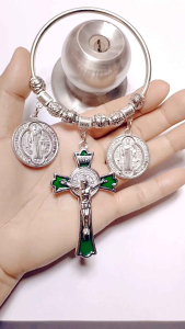 New Improved St. Benedict Miraculous Medals And Crucifix Door Hanger Chimes House Protection Against Evil. Free Pouches
