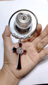 New Improved St. Benedict Exorcism Crucifix Door Hanger Chimes House Protection Against Evil. Free Pouches