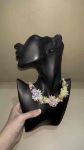 Fanny Flowery Colorful Necklace Kalung Mutiara Beads Hijab Bunga Handmade Fashion