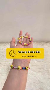 Zizi Smile Beads Elastic Bracelet Gelang Senyum Emoji Elastis Colorful Warna Warni