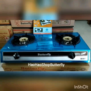Kompor Gas LPG 2 Tungku Full Stainless Butterfly 838s Modern Cantik