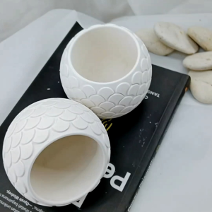 Pot aesthetic tempat lilin bentuk bola motif sisik 175ml