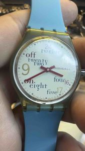 Đồng hồ nam nữ hiệu Swatch Musicall "Jam Session" (Mã sản phẩm: SLM110).size 34mm máy Thuỵ sĩcó báo thức vỏ plastic đúc nguyên khốidây silicon linh kiện siêu mềm mại