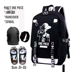 Paket Combo 4in1 Tas Ransel Anime Onpice Ransel Sekolah Anak SD SMP SMA