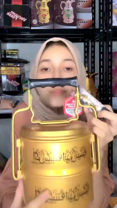 Rantang Emas Gold Bahan Stainless Motif Arab 2 Susun