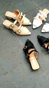 Sandal heel slip-on mules wanita terbaru dan kekinian HG-03