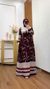 Gamis Ceruty Babydoll Motif Viral Terbaru Cantik Ld 110 cm Pb 140 cm