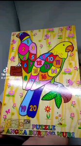 Puzzle Angka Burung Nuri- Mainan Murah BerSNI