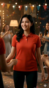 Blue Corner Ladies Collar Plain Red Honeycomb Polo Shirt for Women