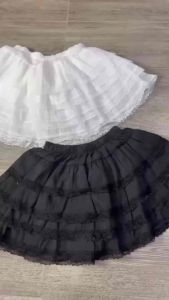 Váy ren nhiều tầng có quần bên trong lưng chun váy voan nhiều tầng vải tơ ren ảnh shop chụp dưới 55kg