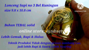 Lonceng sapi kuningan no3 ( size 98 cm x 10.8cm ) Bel lonceng Bandul kambing kerbau klintingan krincingan kuningan kluntung 03 klontong Genta klinting