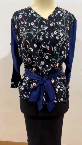 ●ECLAIRE● 0IS Blouse Rayon adem lengan 7per8 Motif Bunga Floral Flowerita Kasual Kerja Santai Bepergian