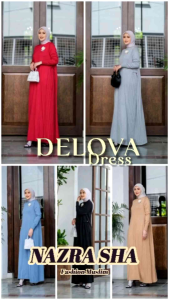 Rafika Dlovera DELOVA DRESS: Baju Dress Knit Wanita Muslim