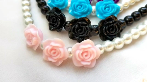 Hijabnur1 - Konektor Masker Hijab Mutiara/ Strap Masker Bunga Handmade